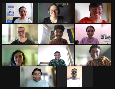 A screenshot of a Zoom meeting, showing 11 people who are ELP interns and staff.