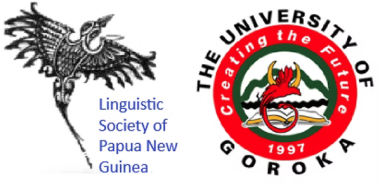 Logos of linguistic society of Papua New Guinea and University of Goroka