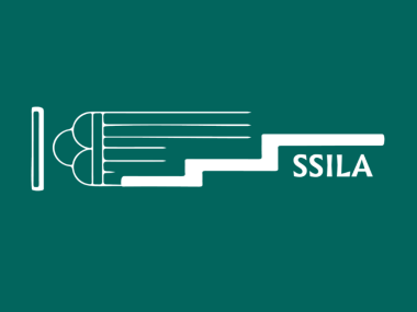Logo of SSILA on dark green background
