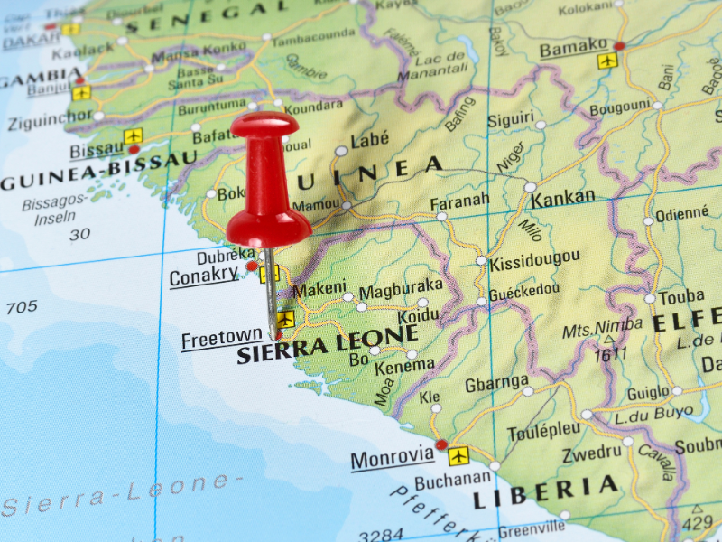 Map showing the location of Sierra Leone